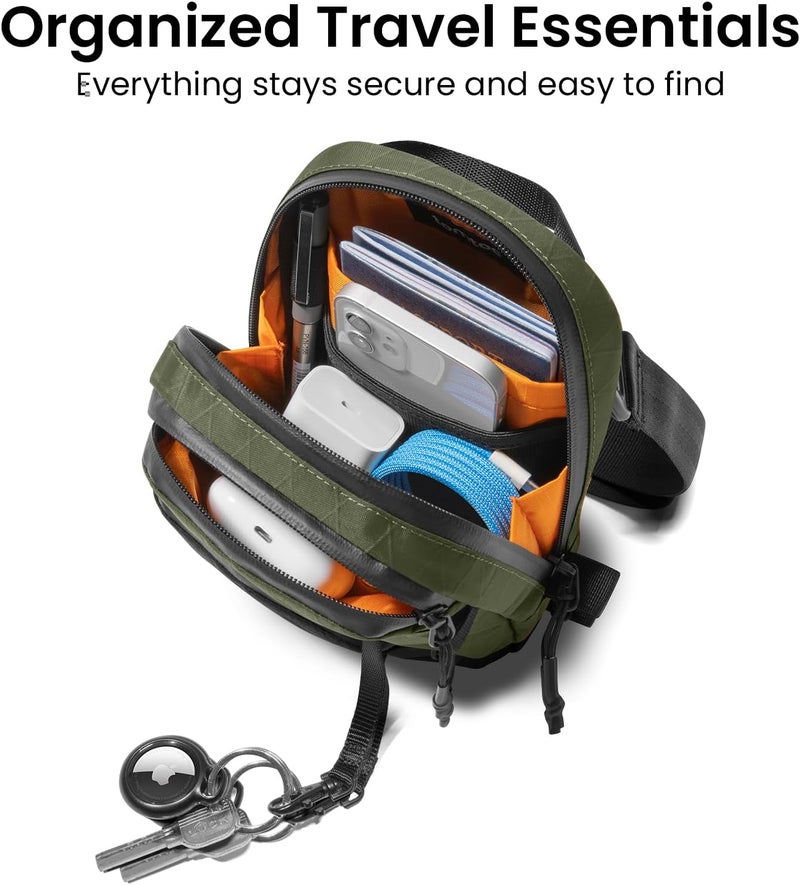 Tomtoc Aviator-T37 X-Pac Travel Crossbody RFID Blocking Bag, Holds 4-6 Passports with Anti-theft Lockable Zippers, Multiple Pockets for Cards & Documents – Organizer for Daily Use - Image 3